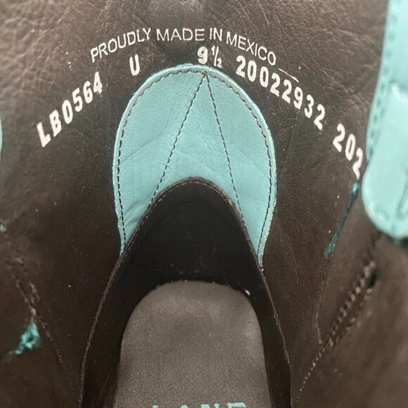 NEW Lane EMMA JANE Turquoise Cowboy Bootie Womens 9.5 Leather Short Ankle Boots - Picture 9 of 11